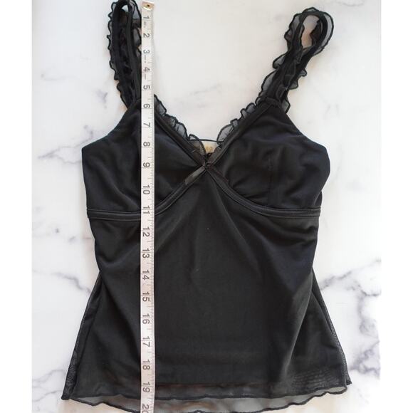 Y2K Babydoll Tank Top Cami Mesh Ruffle Whimsigoth Witchy Fairy Grunge 90s Lace M - Picture 4 of 7